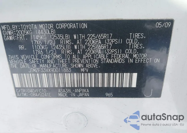 JTMZF33VX9D011883: 44264719