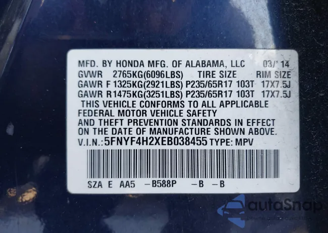 5FNYF4H2XEB038455: 44263733