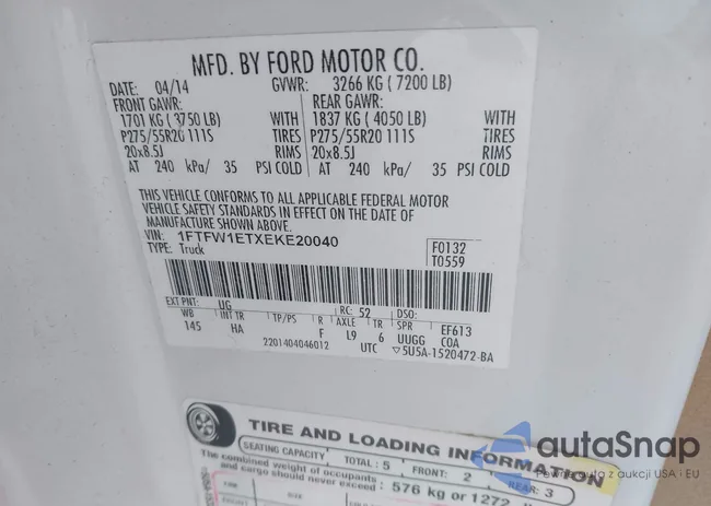 1FTFW1ETXEKE20040: 44263746