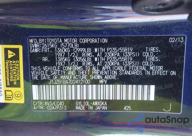 JTJZB1BA7D2412100: 44263830