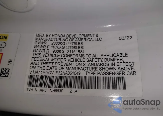 1HGCV1F32NA061049: 44263905