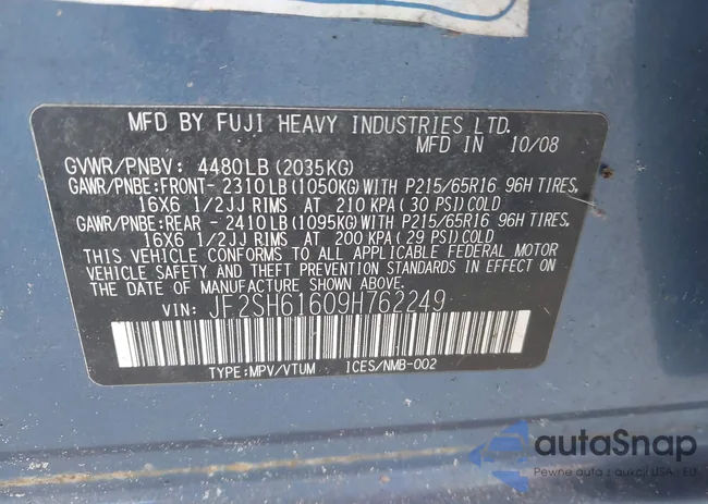 JF2SH61609H762249: 44264026