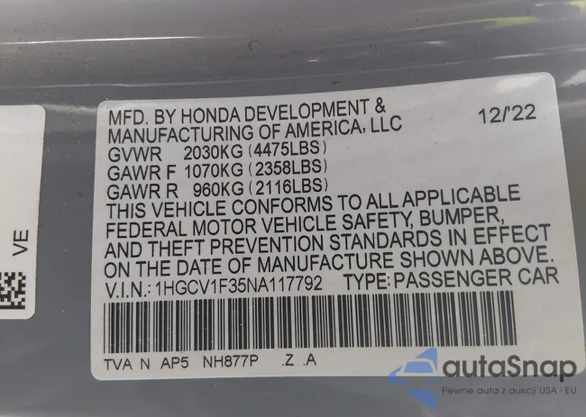 1HGCV1F35NA117792: 44264053