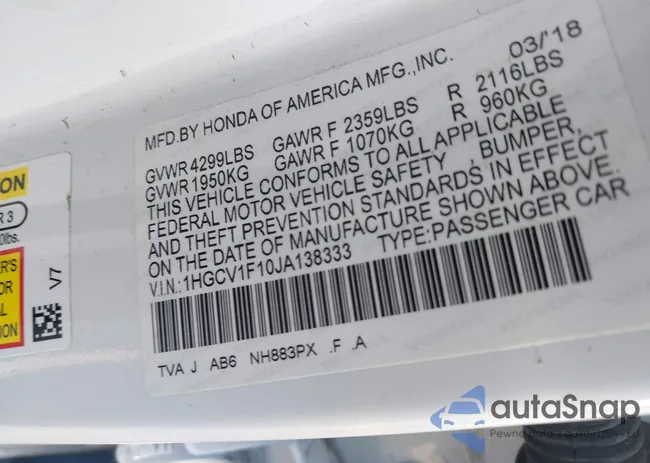 1HGCV1F10JA138333: 44264093