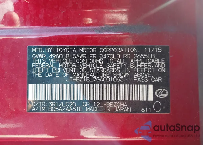 JTHBZ1BL7GA001063: 44265389