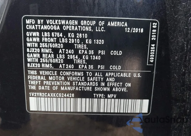 1V2YR2CAXKC524426: 44265539