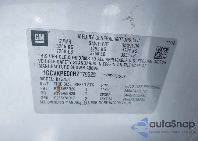 1GCVKPEC0HZ179529: 44265645