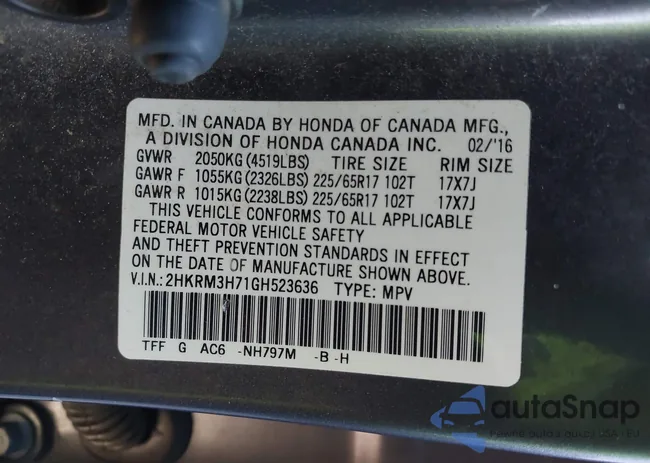 2HKRM3H71GH523636: 44264823