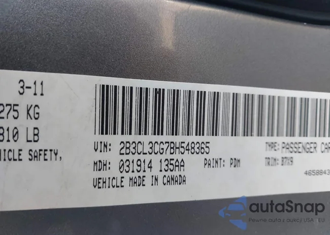 2B3CL3CG7BH548365: 44266413