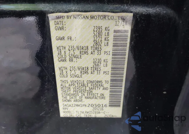 5N1AZ2MH1FN205016: 44266567