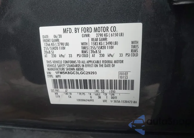 1FM5K8GC3LGC29293: 44266584