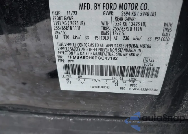 1FMSK8DH0PGC43192: 44266622