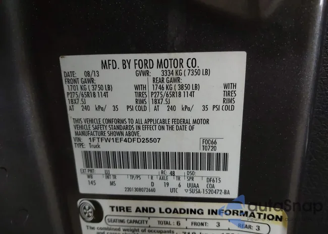 1FTFW1EF4DFD25507: 44266630