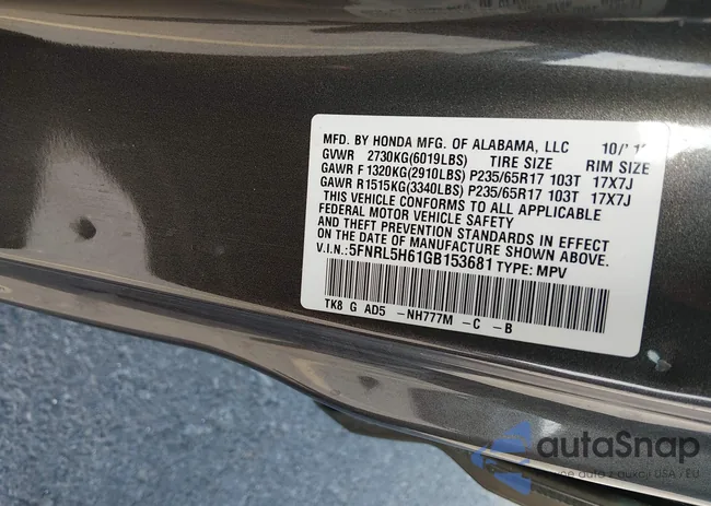 5FNRL5H61GB153681: 44266688