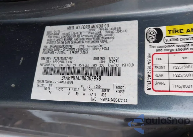 3FAHP0JA3BR307998: 44265779