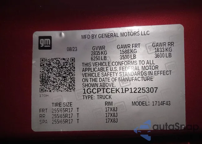 1GCPTCEK1P1225307: 44266007