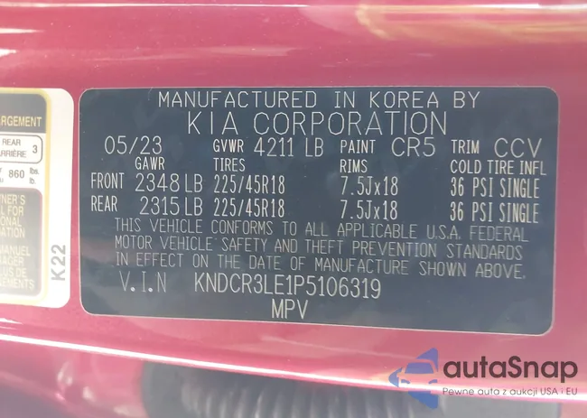 KNDCR3LE1P5106319: 44266036