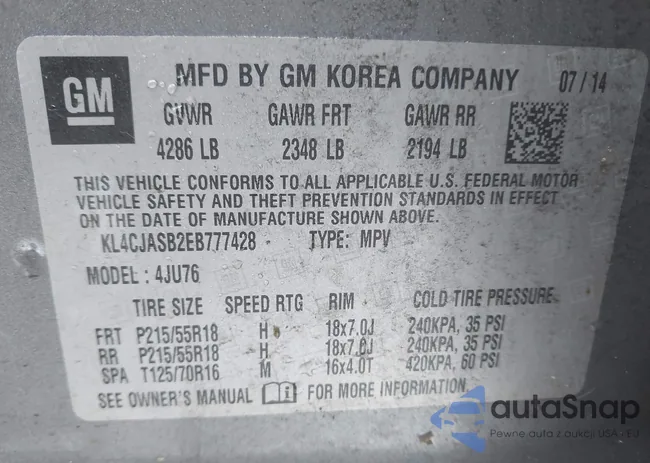 KL4CJASB2EB777428: 44267205