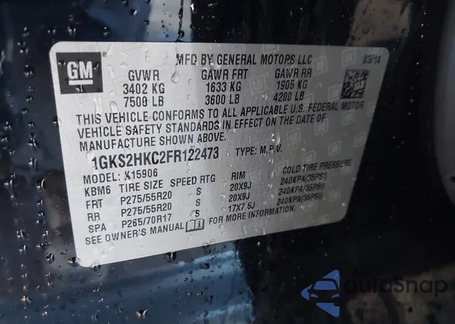 1GKS2HKC2FR122473: 44267257