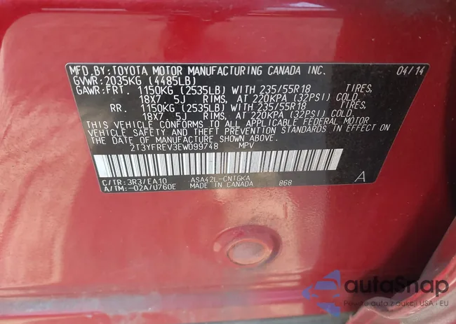 2T3YFREV3EW099748: 44267323