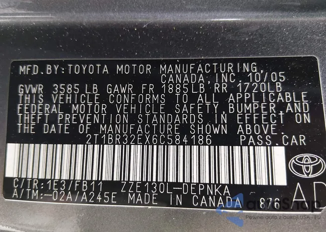 2T1BR32EX6C584186: 44267564