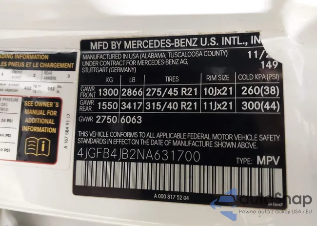 4JGFB4JB2NA631700: 44267608