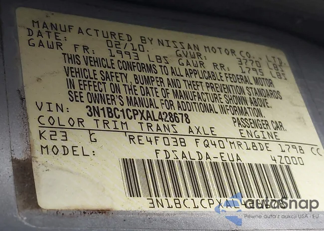 3N1BC1CPXAL428678: 44267620