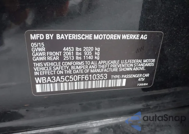 WBA3A5C50FF610353: 44267672