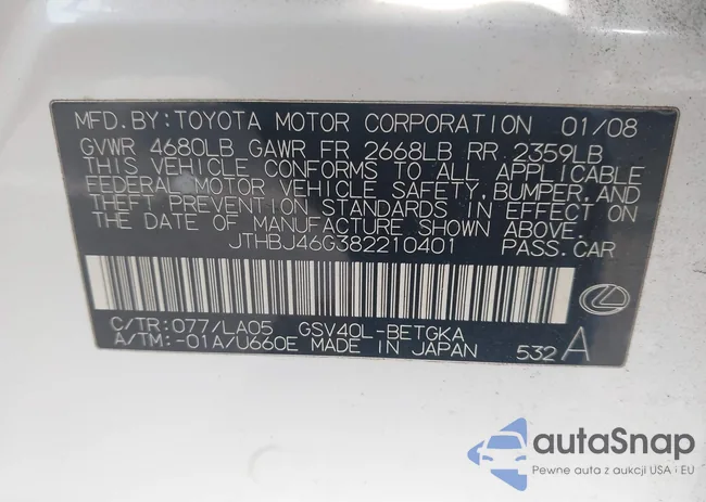 JTHBJ46G382210401: 44268127