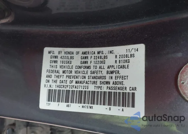 1HGCR2F32FA071205: 44267920