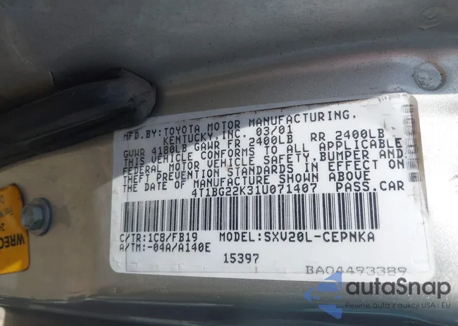 4T1BG22K31U071407: 44267956