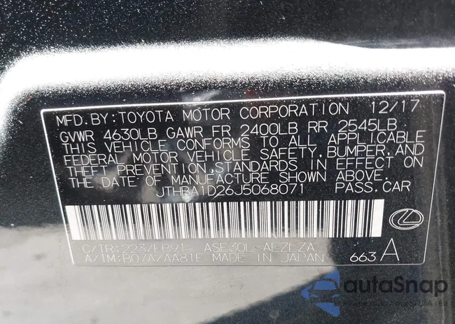 JTHBA1D26J5068071: 44269234