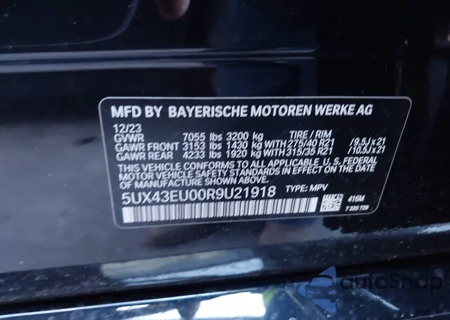 5UX43EU00R9U21918: 44269284