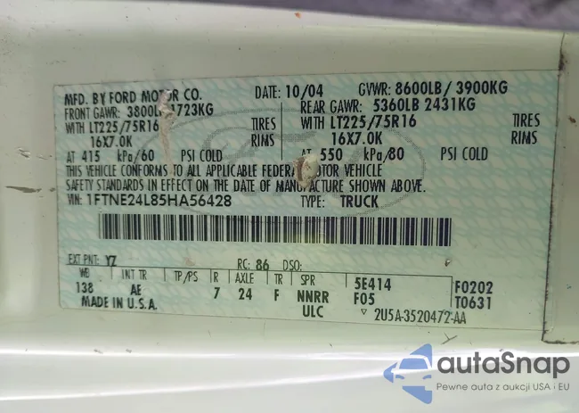 1FTNE24L85HA56428: 44269607