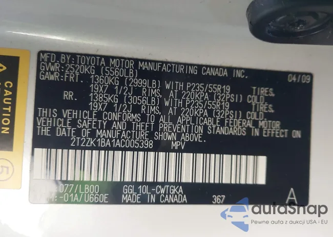 2T2ZK1BA1AC005398: 44269632