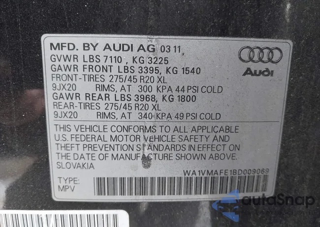 WA1VMAFE1BD009069: 44268727