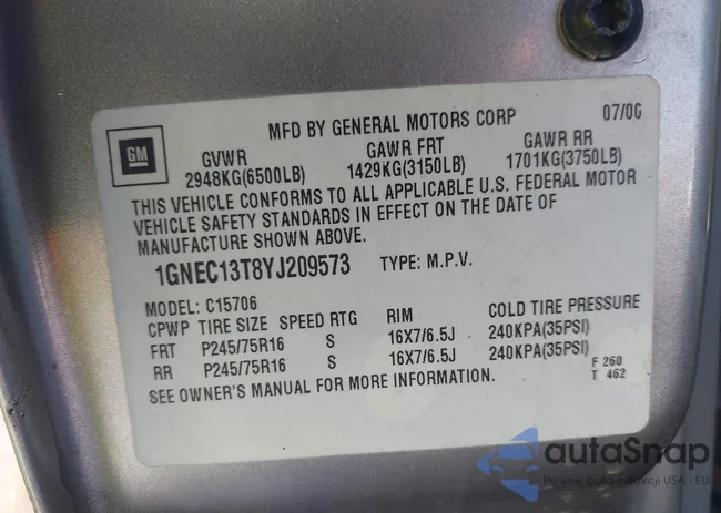 1GNEC13T8YJ209573: 44268786