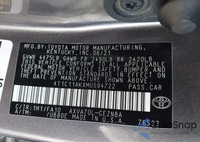 4T1C11AKXMU594722: 44268842