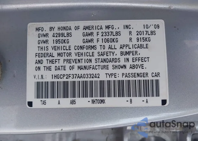 1HGCP2F37AA033242: 44270328