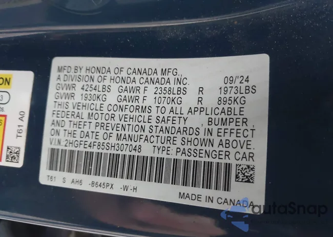 2HGFE4F85SH307048: 44270485