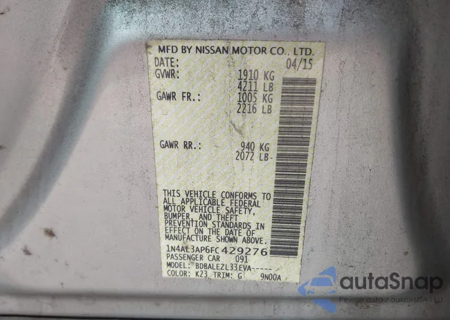 1N4AL3AP6FC429276: 44269736