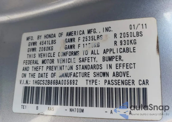 1HGCS2B86BA005692: 44269741