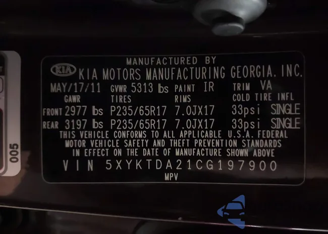 5XYKTDA21CG197900: 44269969