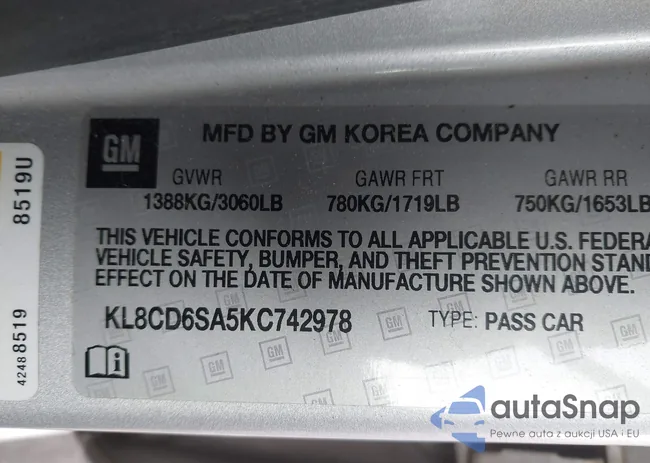 KL8CD6SA5KC742978: 44270036