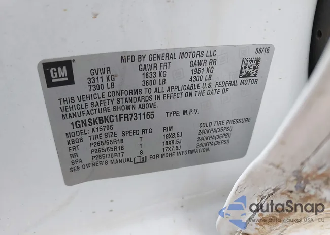 1GNSKBKC1FR731165: 44270045