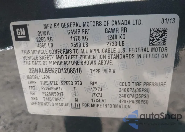 2GNALBEK6D1208516: 44271305