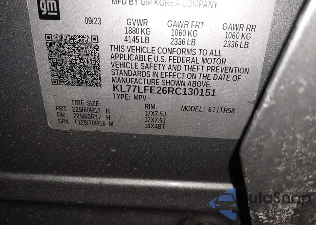 KL77LFE26RC130151: 44271344