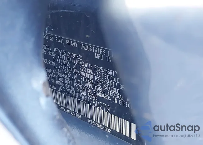 JF2GPBBC9GH250279: 44271507