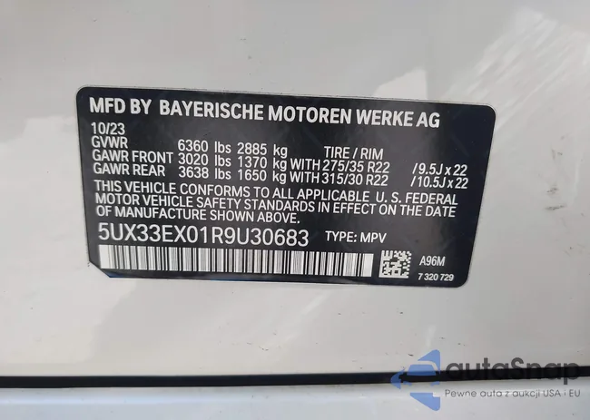 5UX33EX01R9U30683: 44271565