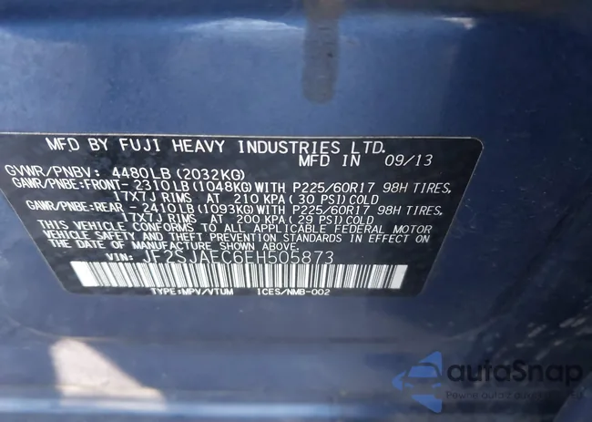 JF2SJAEC6EH505873: 44271570